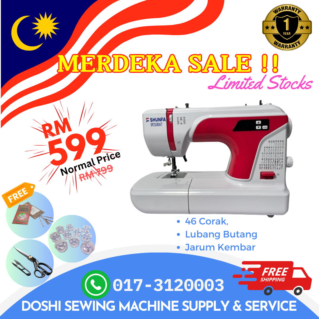 Mesin Jahit SHUNFA SF2100AT 46 Corak/ Pattern Portable Sewing Machine