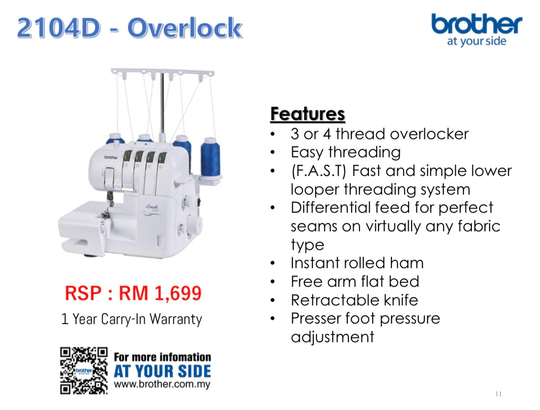 Mesin Jahit Tepi BROTHER 2104D Overlock Sewing Machine